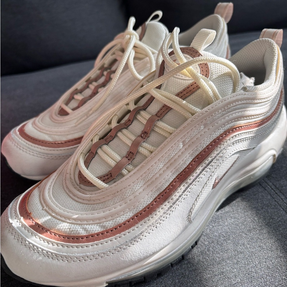 Nike Air Max 97 GS White with Metallic Accents - Picture 9 of 12